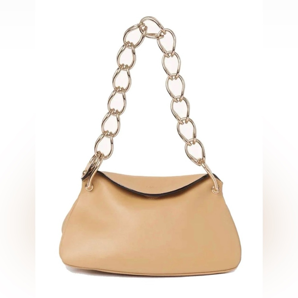 Chloe Tan Gold Shoulder Bag with Leather Finish